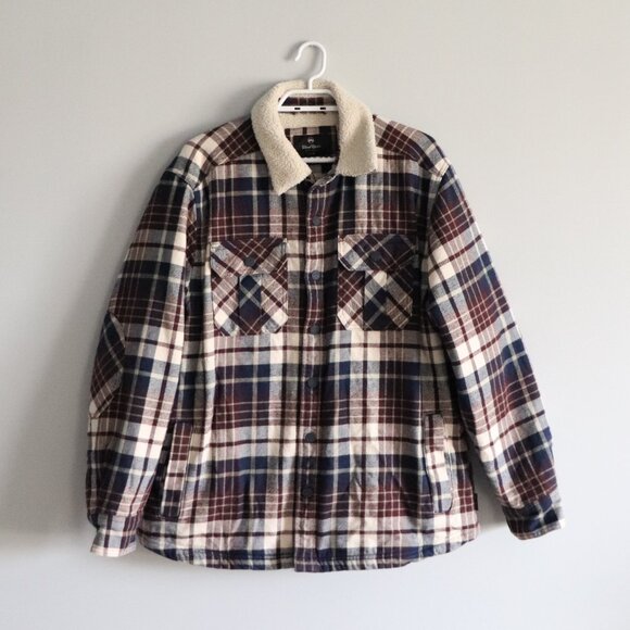 Wind River Men's Sz L HyperDri Sherpa Lined Collared Flannel Elbow Patch Jacket - Picture 1 of 16